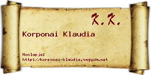 Korponai Klaudia névjegykártya